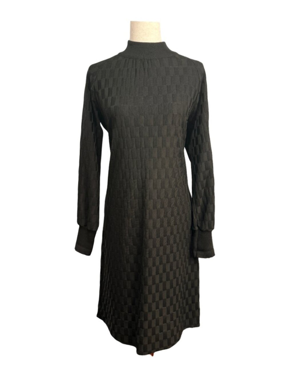 VTG Evan Wayne Union Made Mock Neck Sweater Dress Geometric Whimsigoth